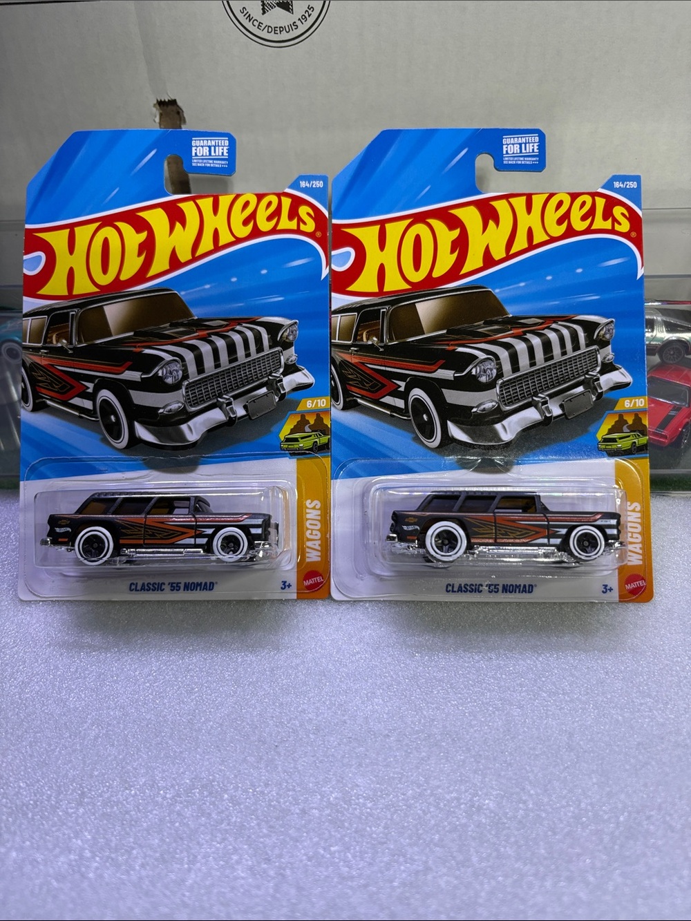 Mattel Hot Wheels Classic '55 Nomad Black with Orange & White Accents (Set of 2)